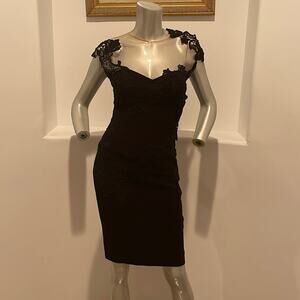 ERMANNO SCERVINO Black Lace Corset Dress Cocktail Designer Red Carpet Size IT42